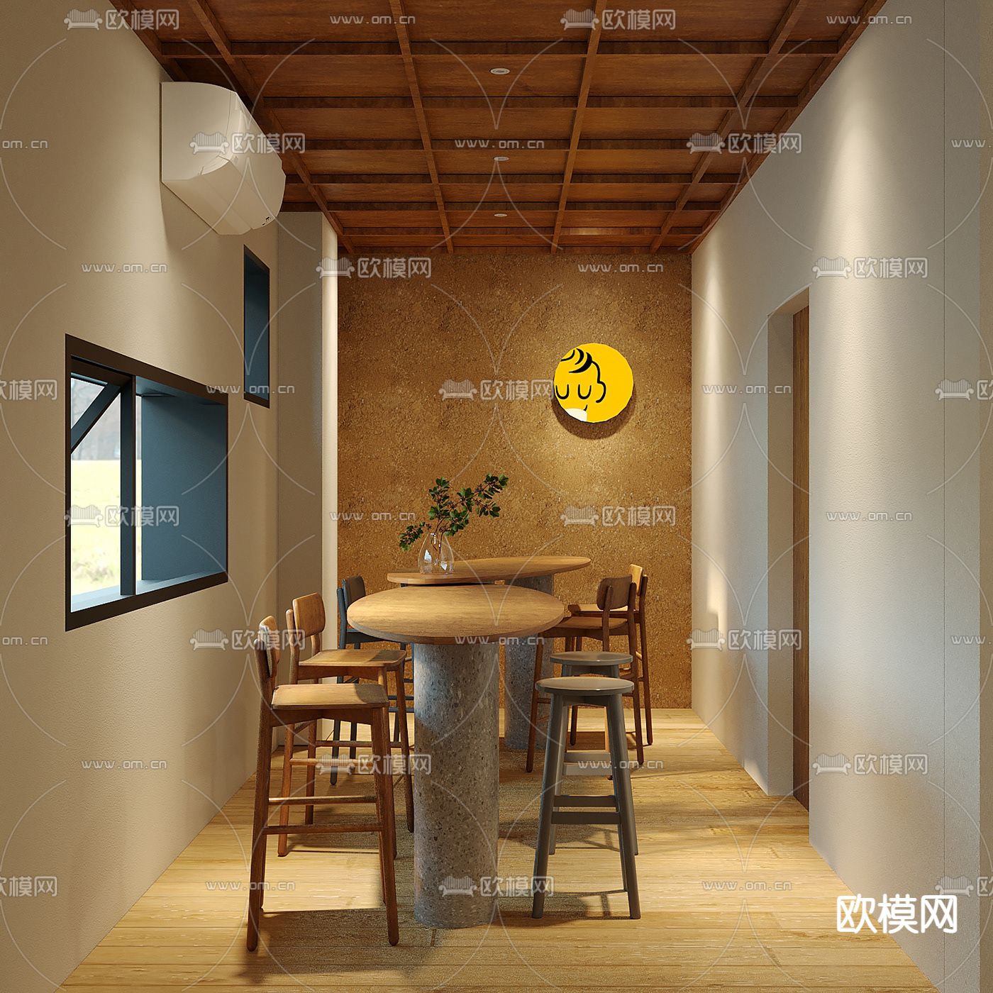 北欧简约创意街角咖啡厅免费3d模型下载（渲染图8）