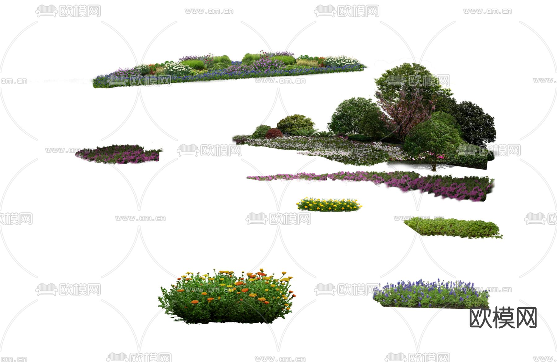 现代灌木丛树木景观树psd下载_ID12166239_3dmax免费模型-欧模网