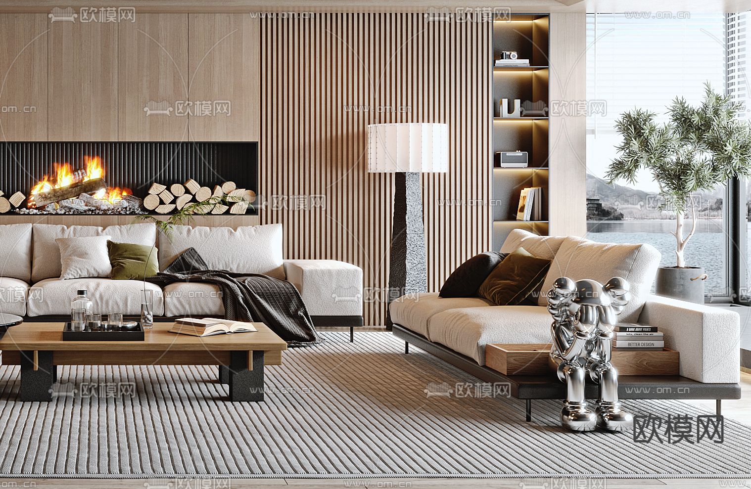 侘寂风客厅3d模型下载（渲染图3）