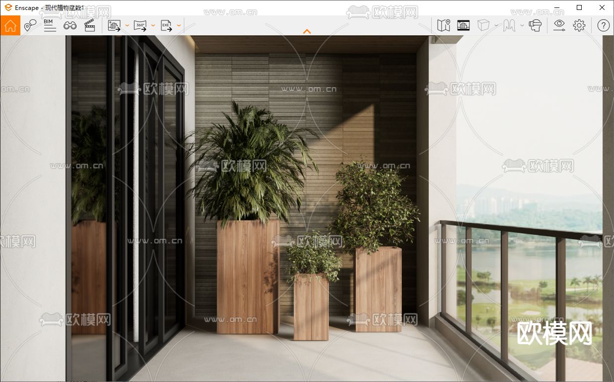 现代散尾葵盆栽su模型
