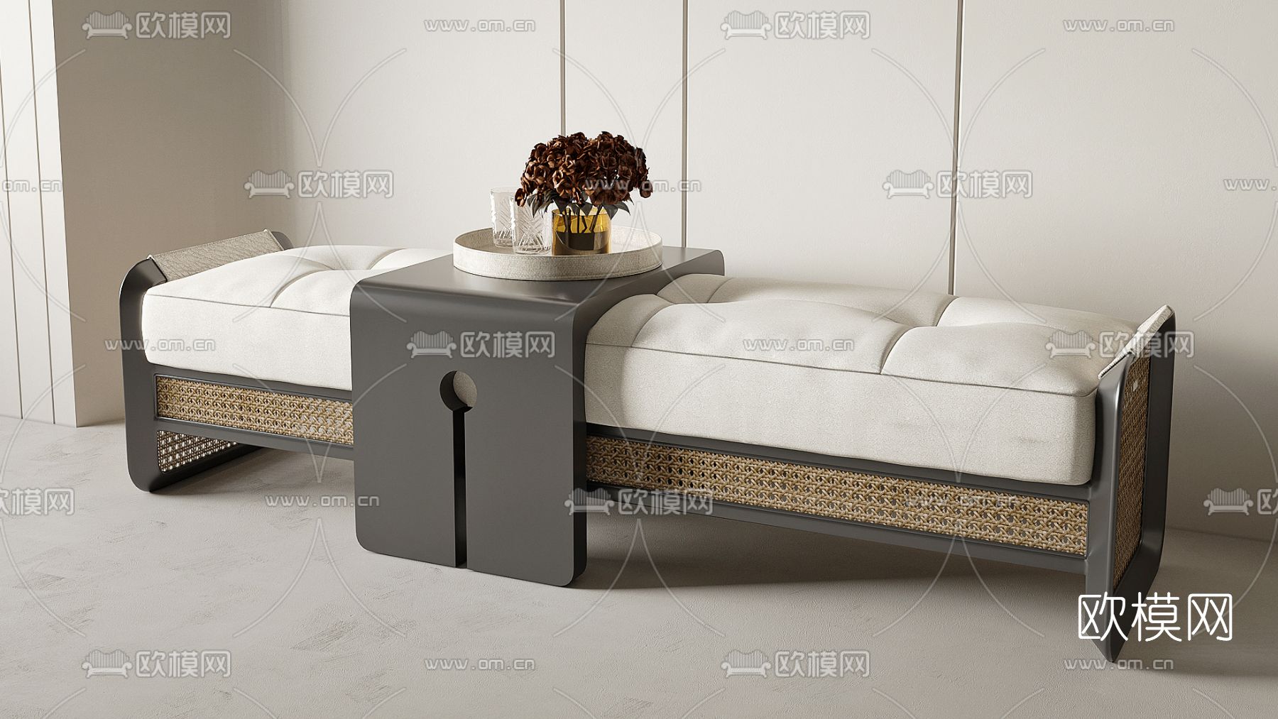 新中式床尾凳 脚踏3d模型下载