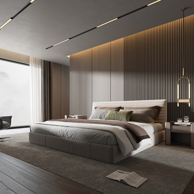  Minotti 现代双人床su模型 