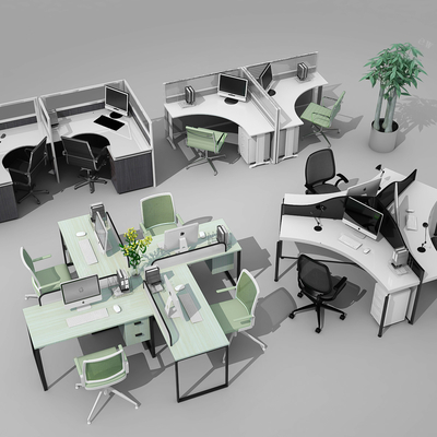  现代屏风卡座su模型 