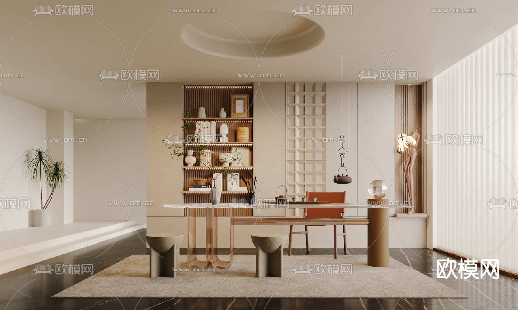侘寂风茶室3d模型下载_ID12167812_3dmax免费模型-欧模网