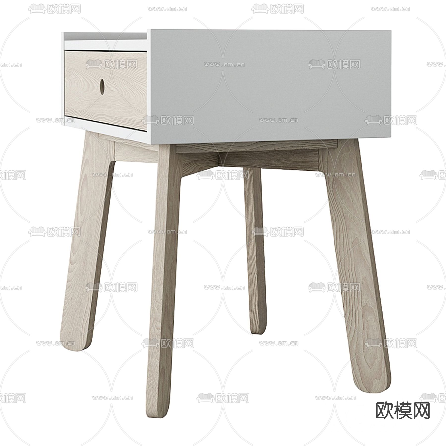 北欧实木床头柜3d模型下载（渲染图2）