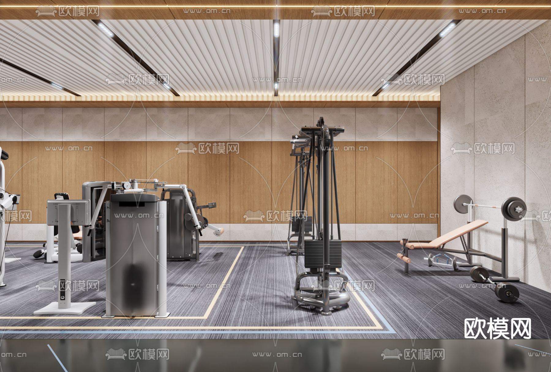 现代健身房3d模型下载（渲染图2）