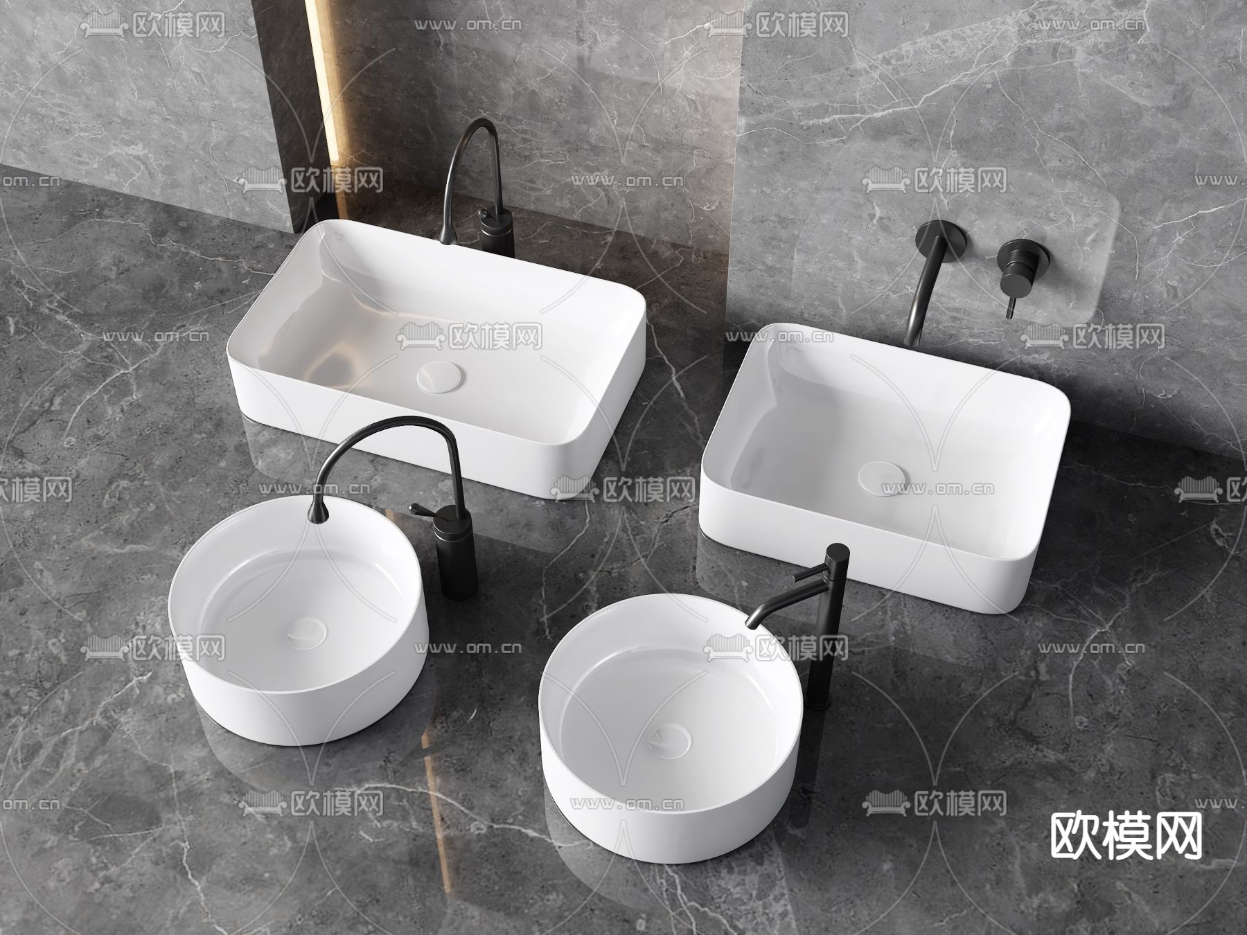现代洗手盆 台盆3d模型