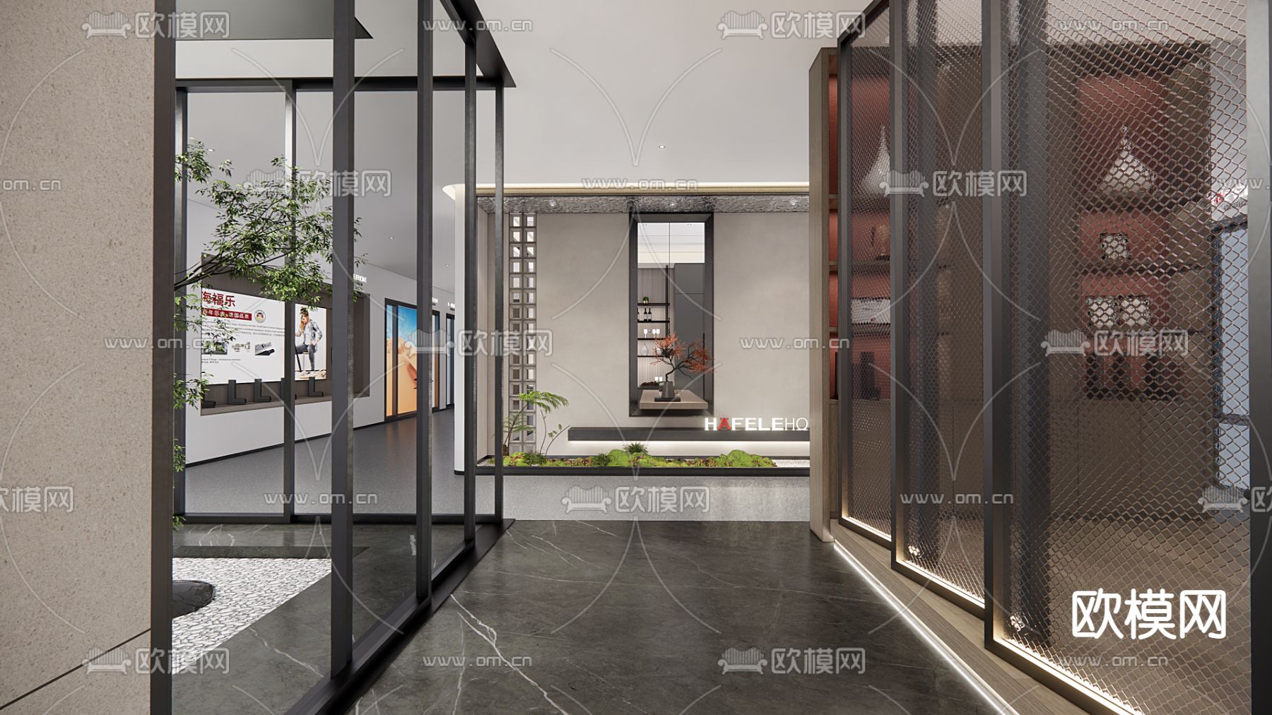 现代企业展厅su模型下载（渲染图3）