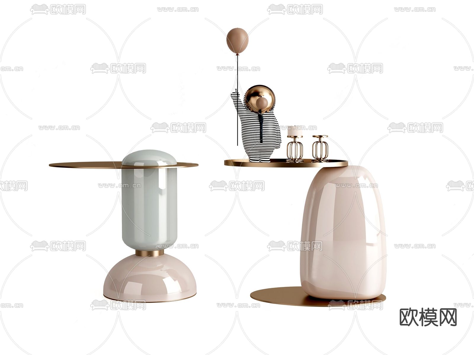 奶油风边几角几su模型下载（渲染图1）