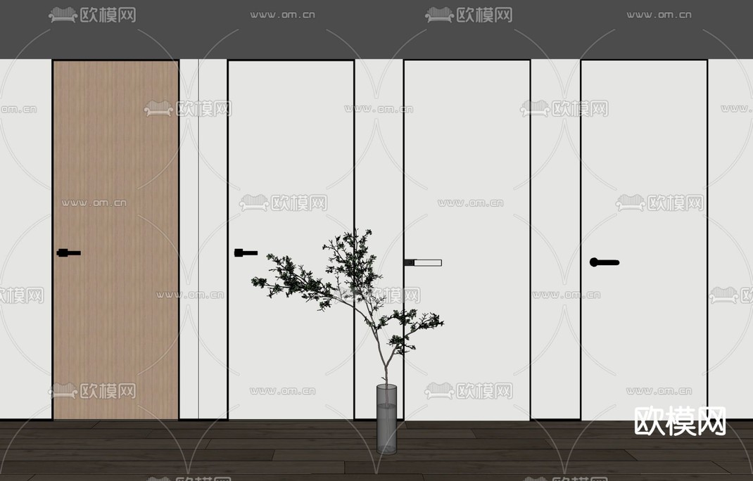 现代隐形门 极简门su模型下载_ID12167544_sketchup模型下载-欧模网