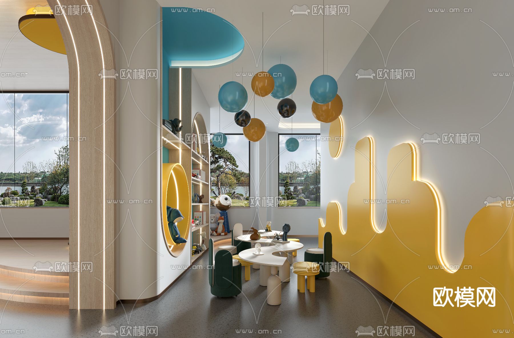 现代儿童游乐区3d模型下载