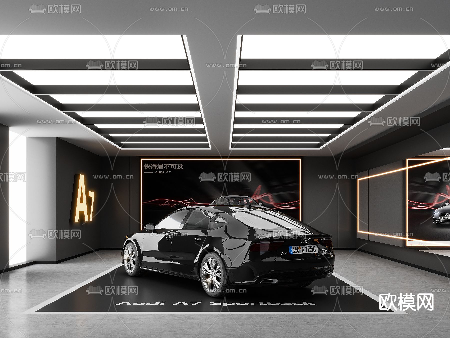 汽车4S店展厅 汽修店3d模型下载（渲染图1）