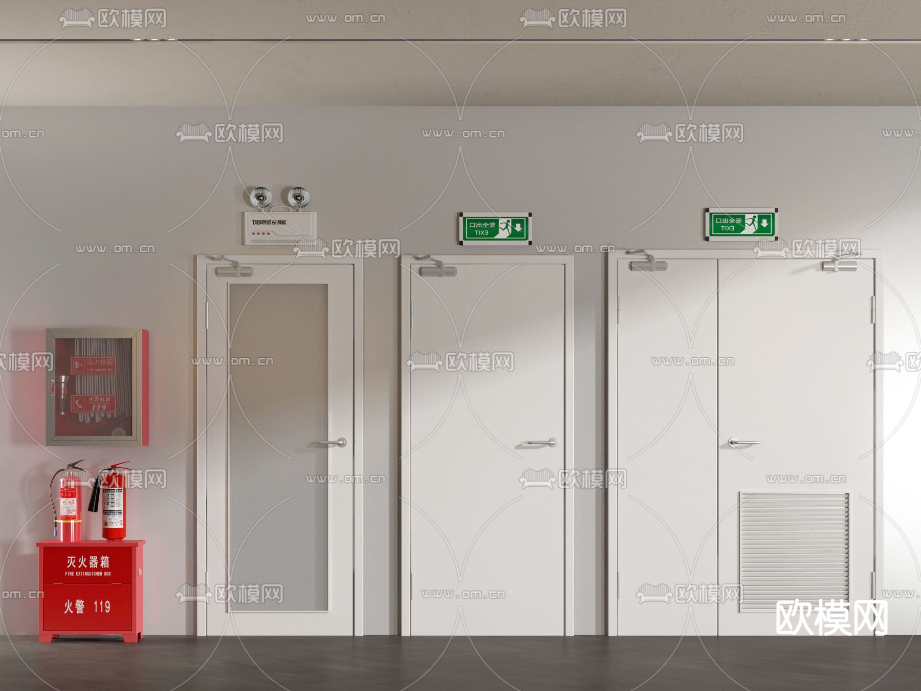 防火门 消防门 安全门3d模型下载