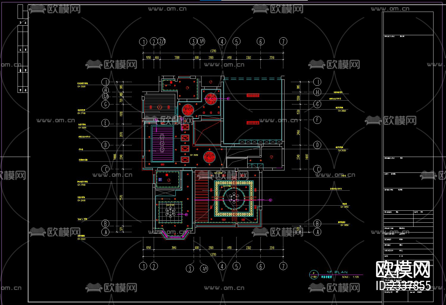 二层别墅装修设计擦掉施工图下载（渲染图2）