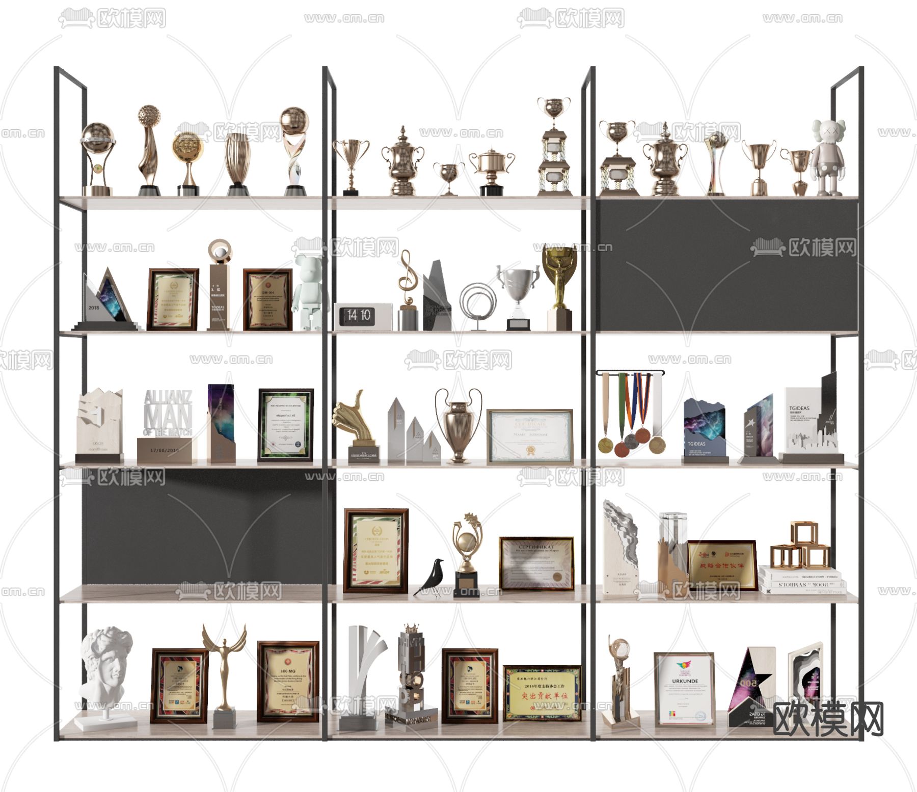 奖状奖杯 荣誉证书su模型下载（渲染图1）