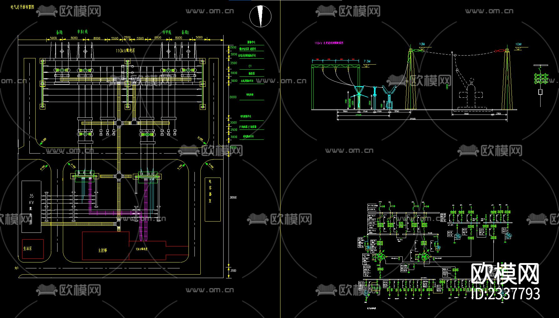 降压变电站cad施工图下载（渲染图1）