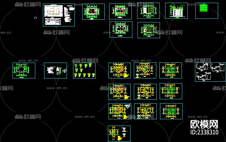 四层别墅建筑结构cad施工图-免费3dmax模型库-欧模网