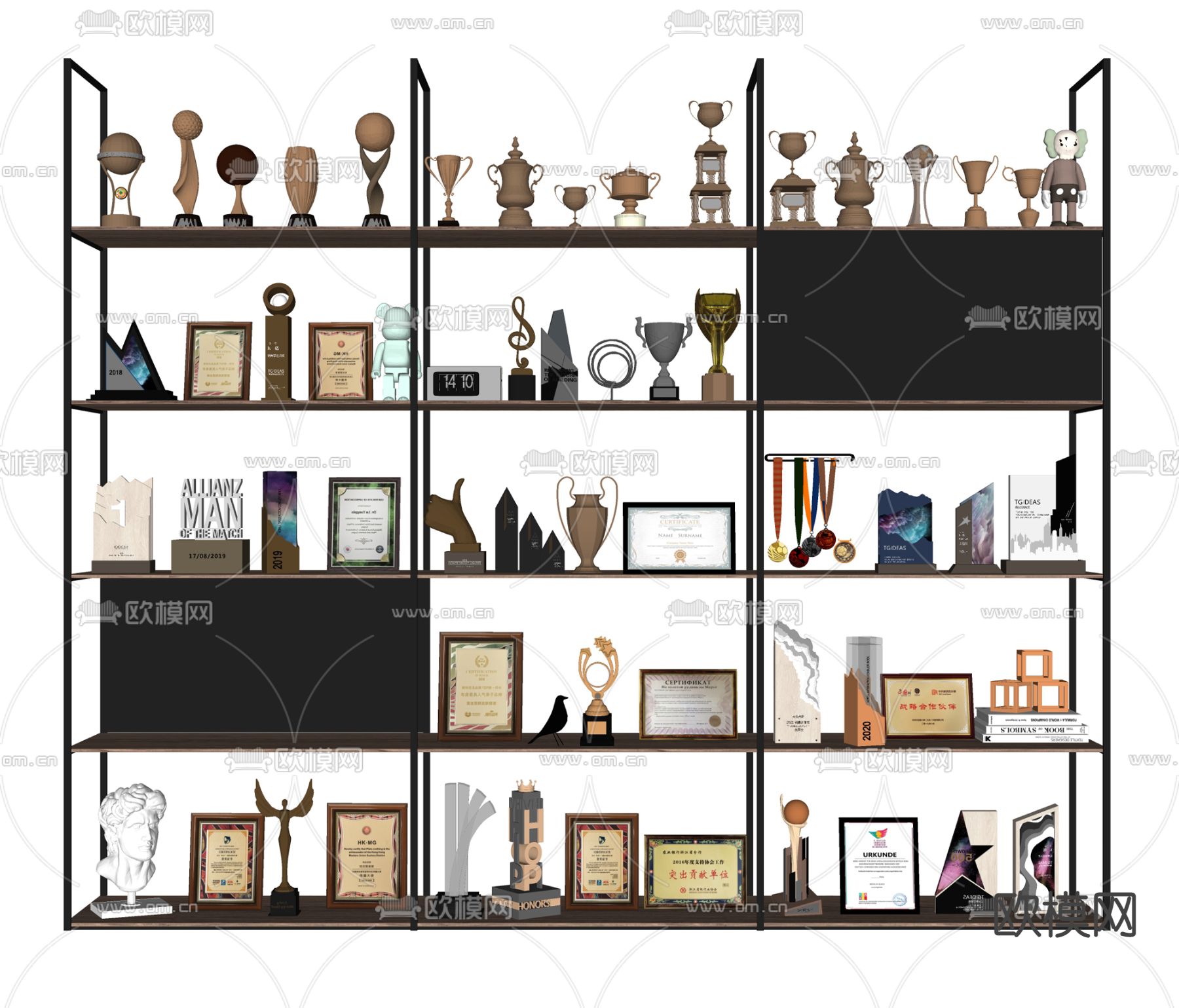 奖状奖杯 荣誉证书su模型下载（渲染图2）
