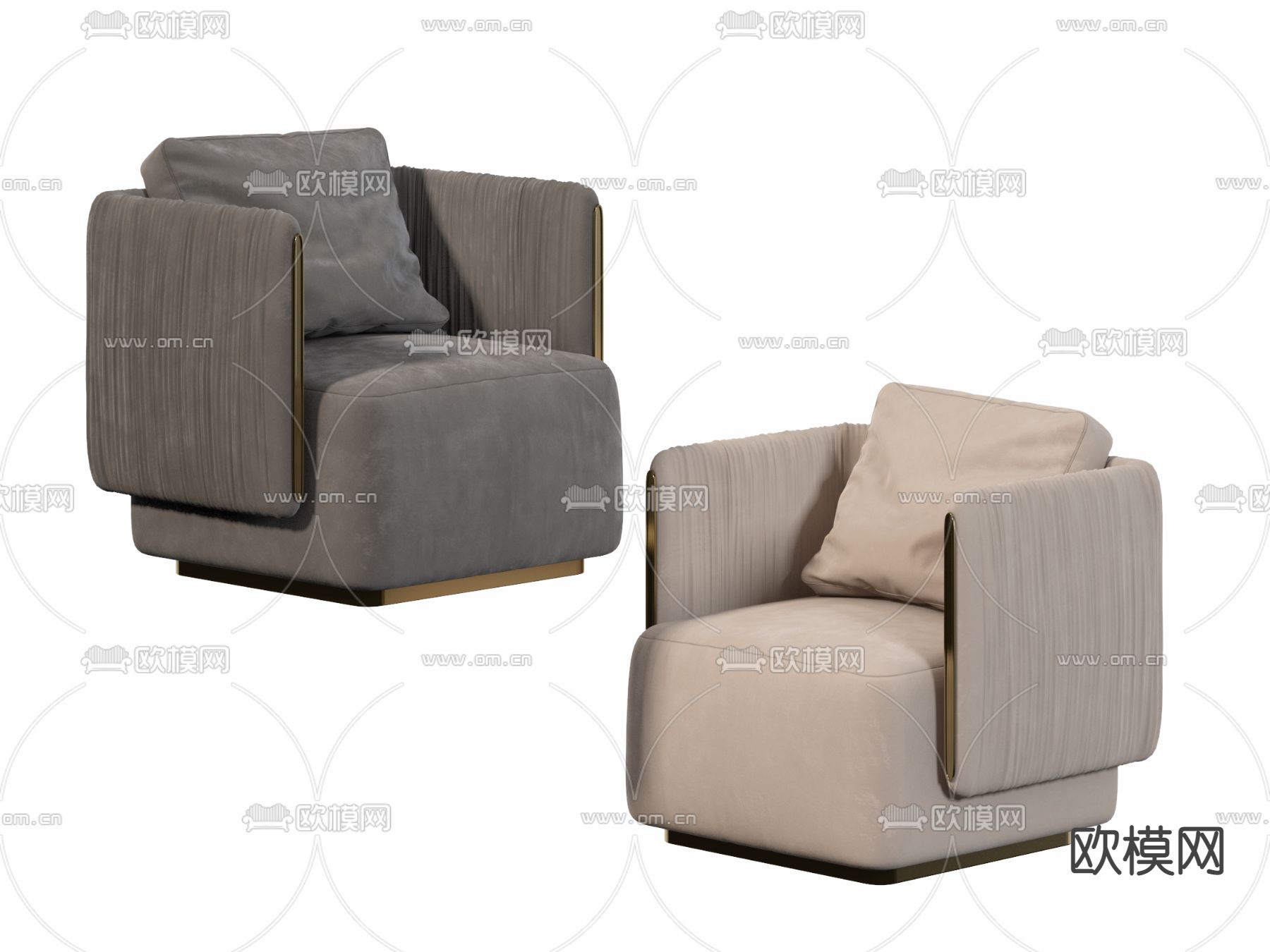 B&B italia 轻奢单人沙发3d模型下载