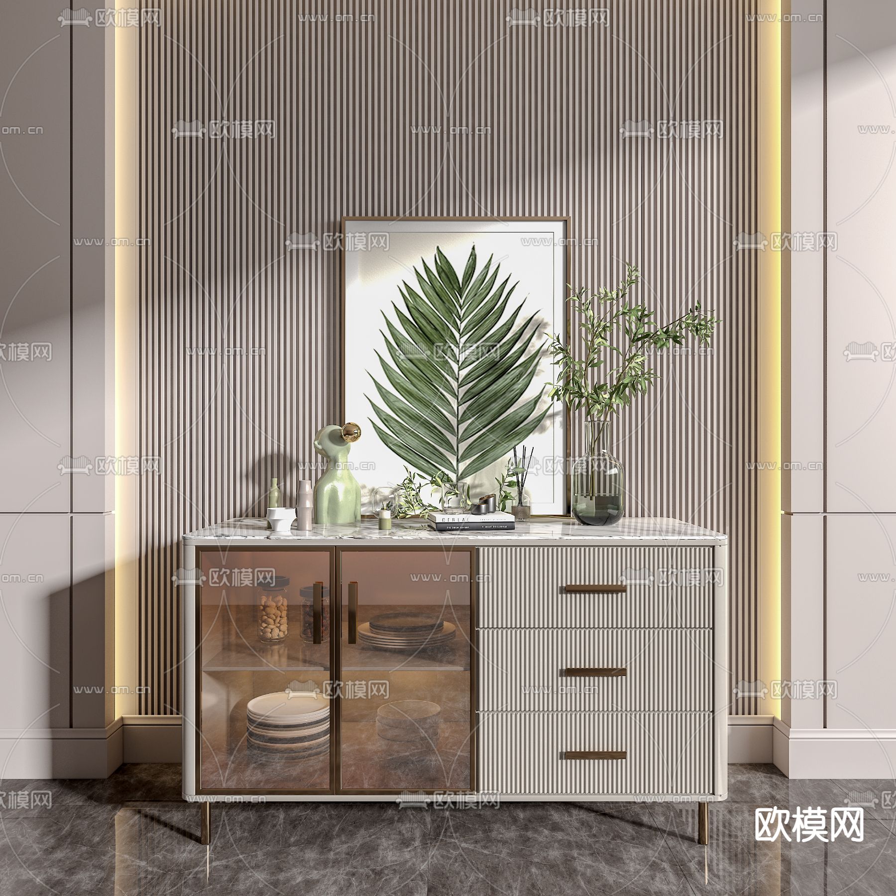 轻奢斗柜 餐边柜3d模型下载