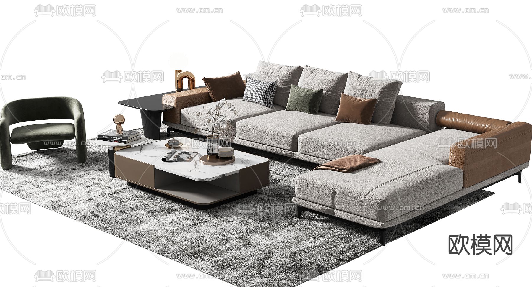 现代组合沙发3d模型下载