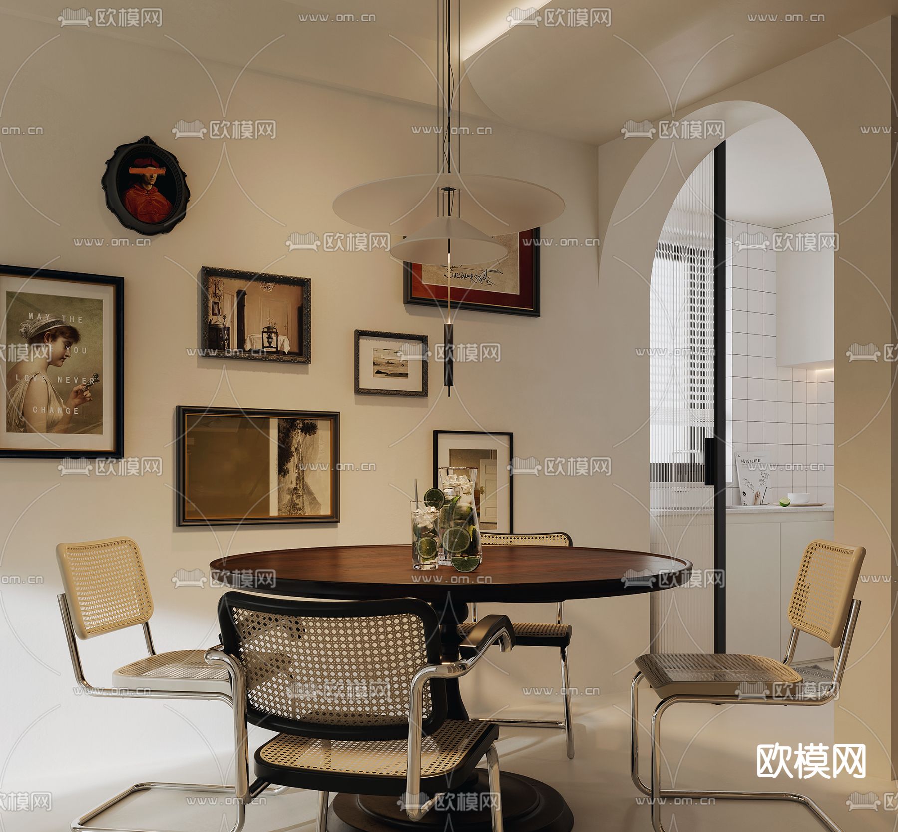 侘寂风餐厅su模型下载_ID12161030_sketchup模型下载-欧模网