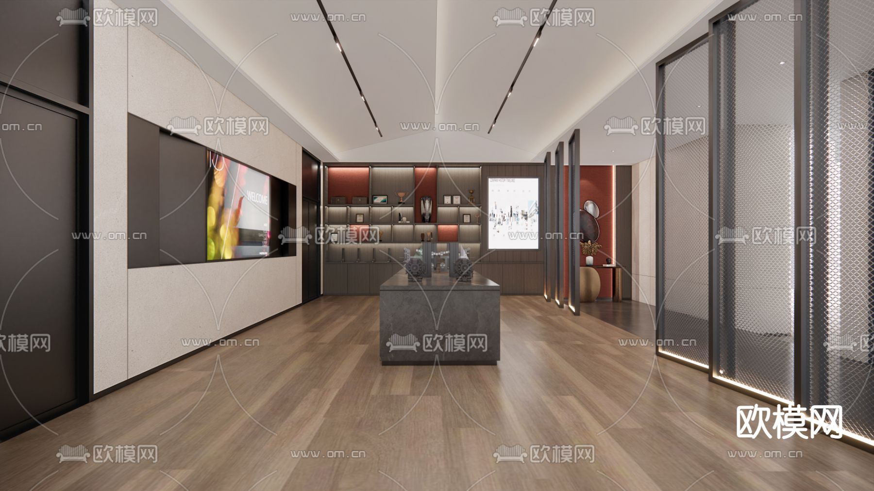 现代企业展厅su模型下载（渲染图2）
