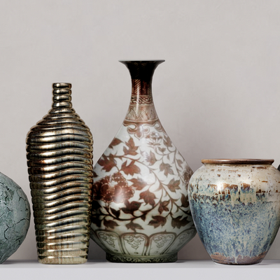  新中式陶罐su模型 