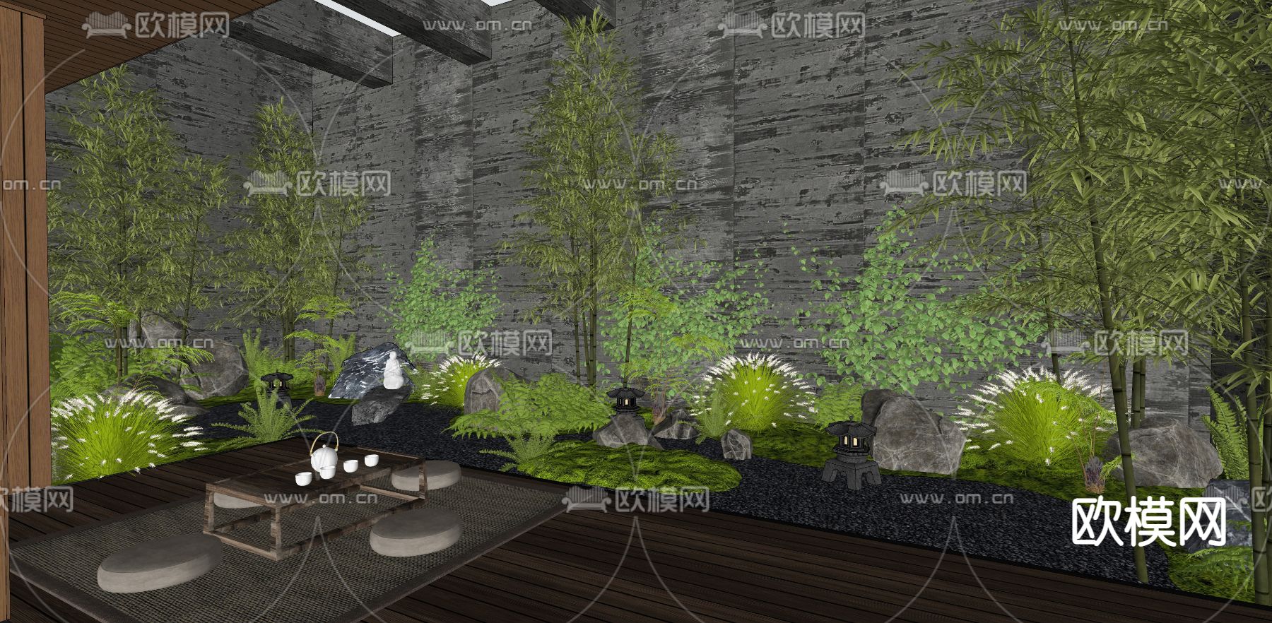 日式庭院景观su模型下载（渲染图3）