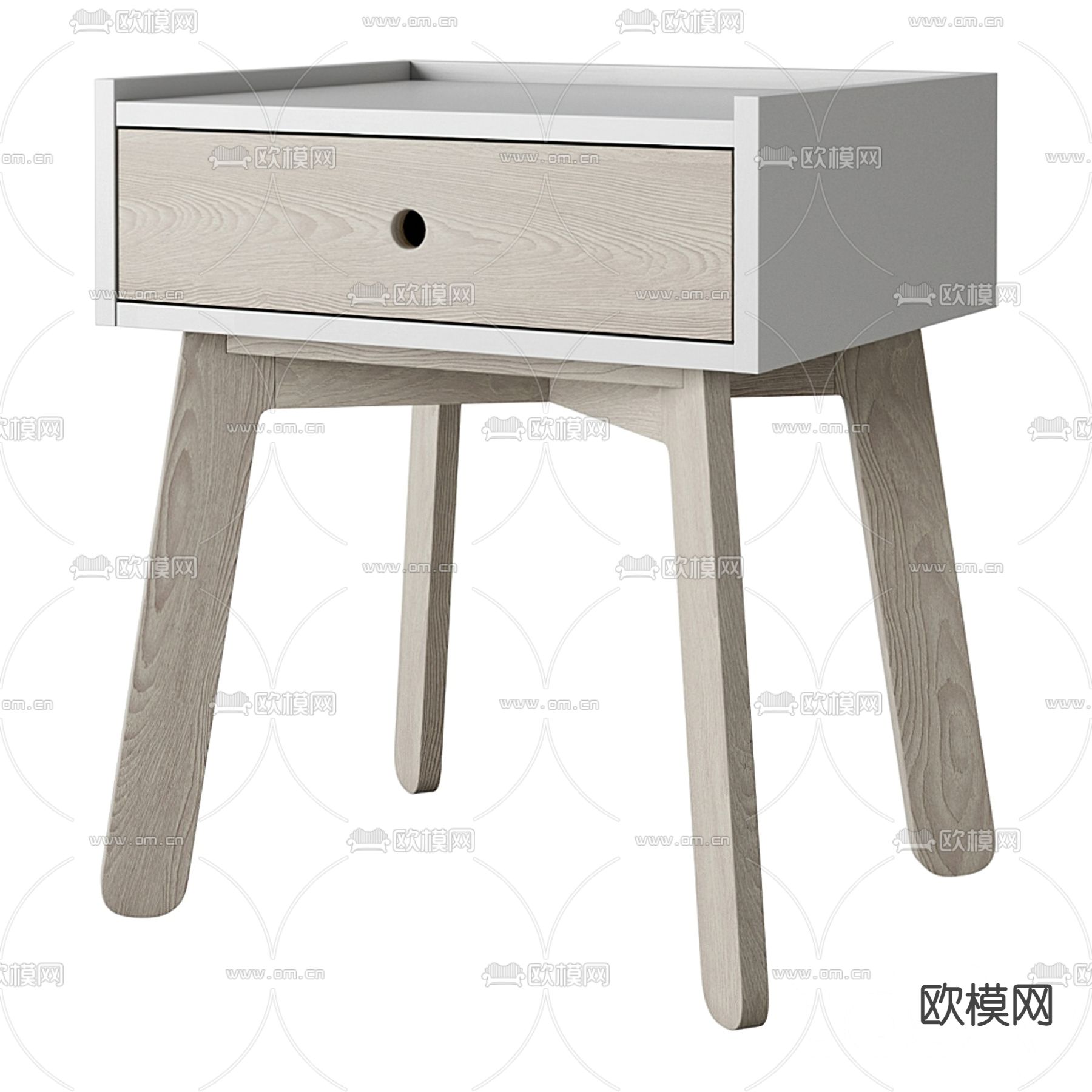 北欧实木床头柜3d模型下载（渲染图3）