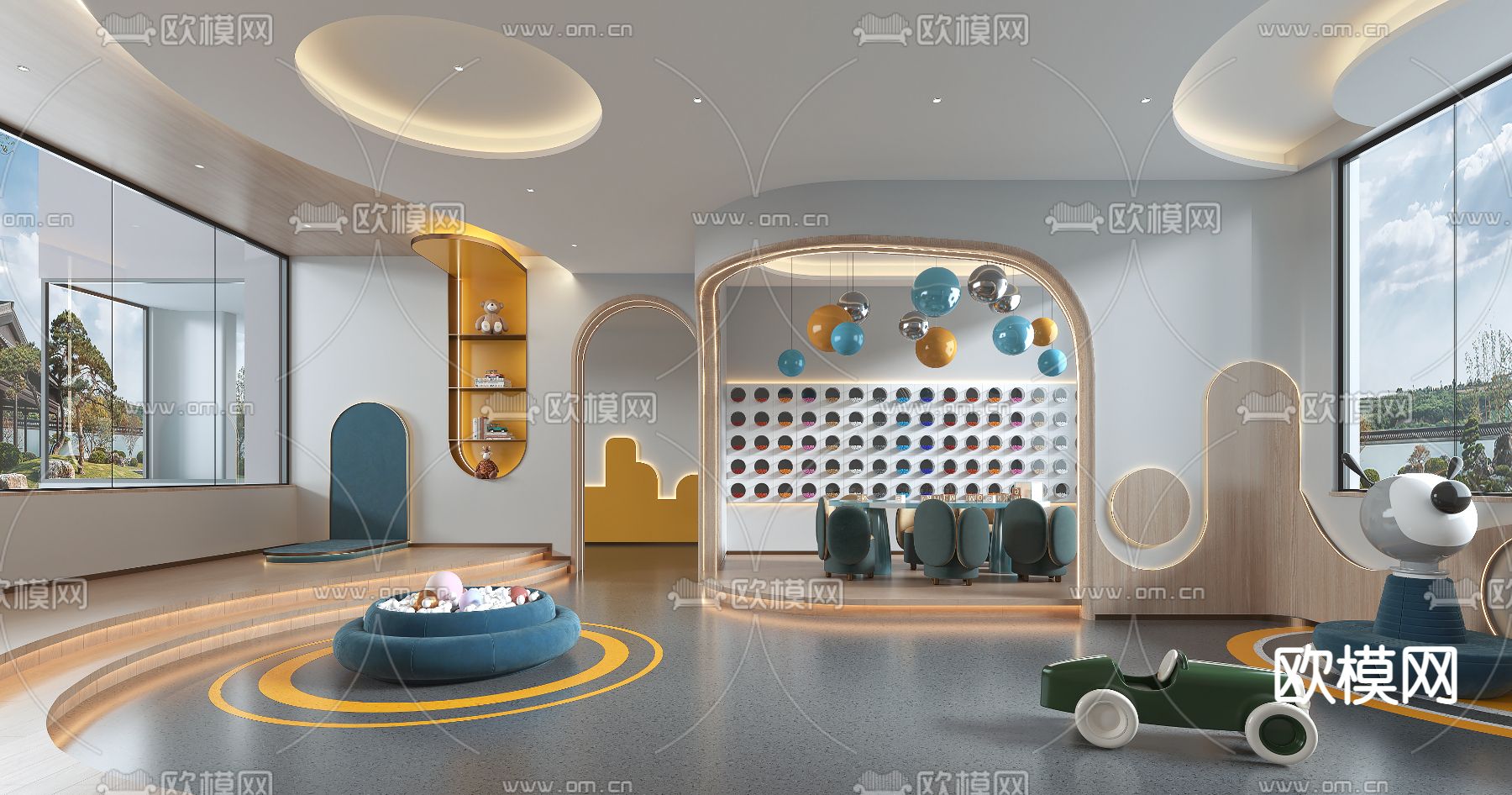 现代儿童游乐区3d模型下载