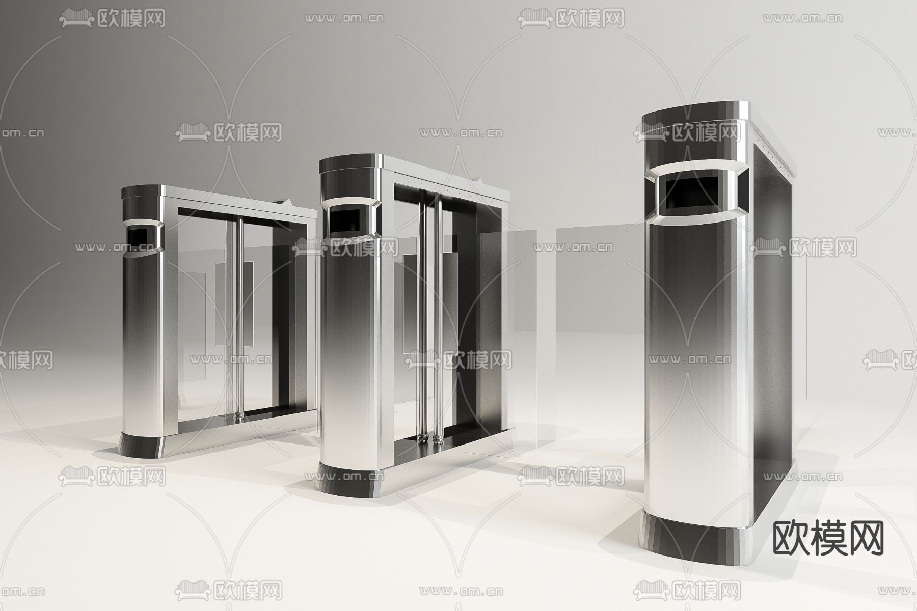 现代闸机su模型下载（渲染图1）