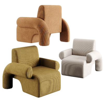  现代绿色单人沙发 软体沙发su模型 