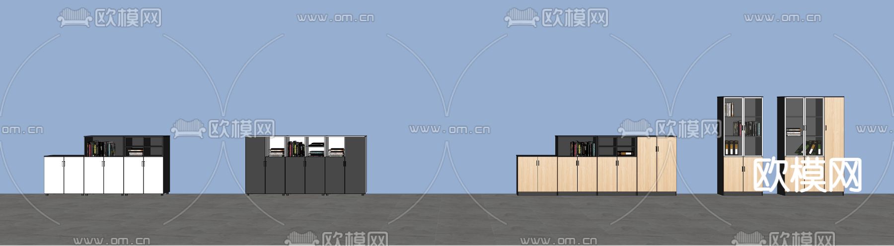 现代资料柜su模型下载（渲染图2）