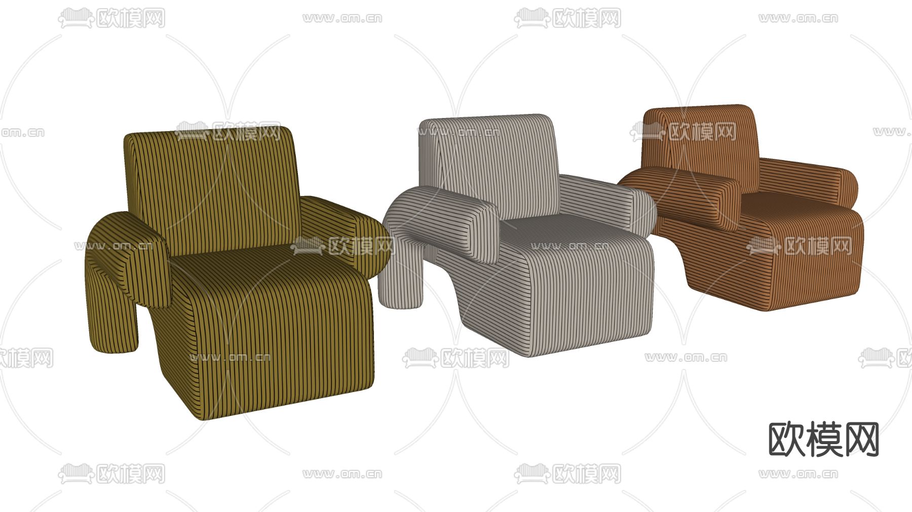 现代绿色单人沙发 软体沙发su模型下载（渲染图2）