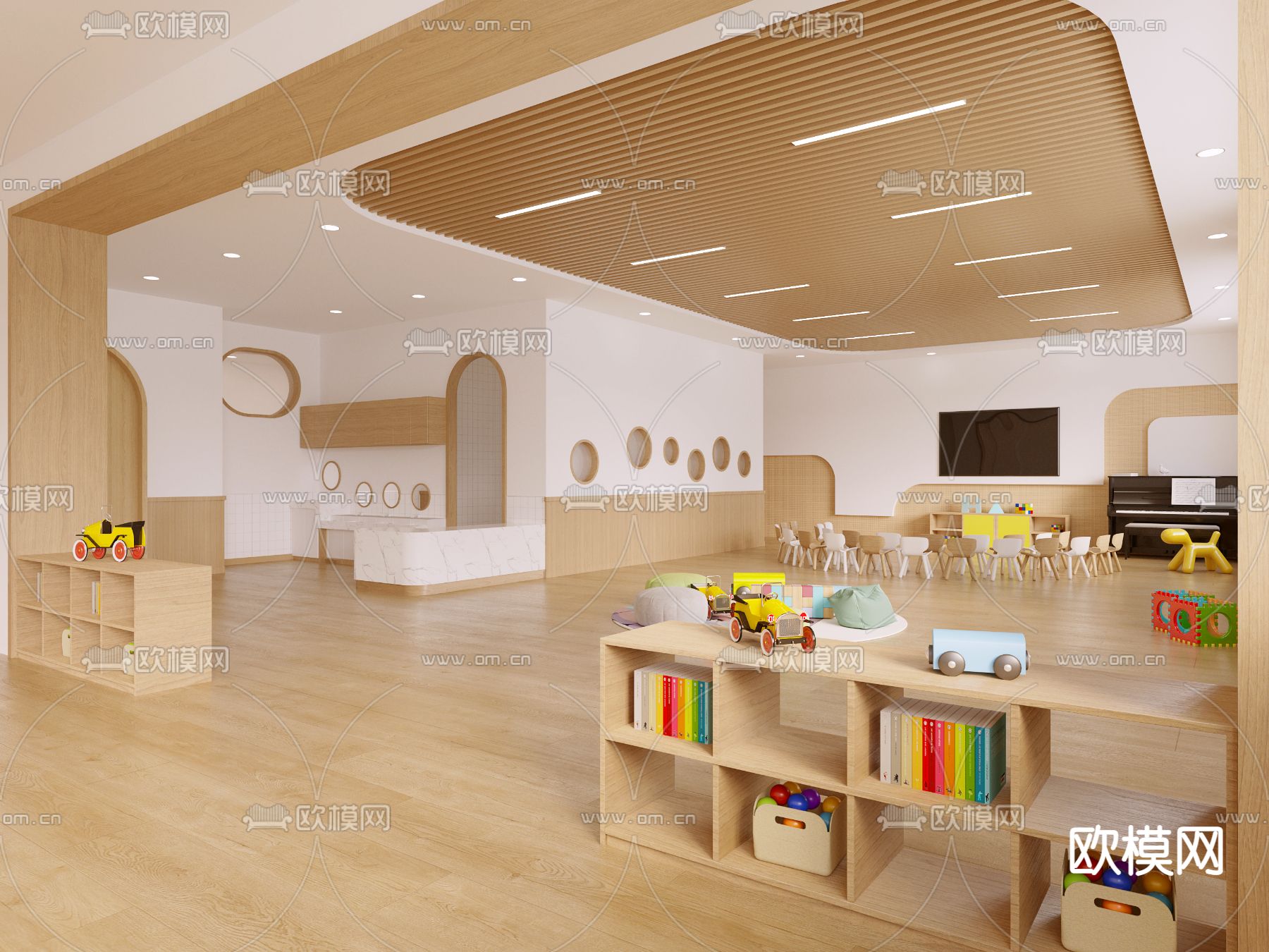 现代幼儿园教室3d模型下载_ID12162794_3dmax免费模型-欧模网