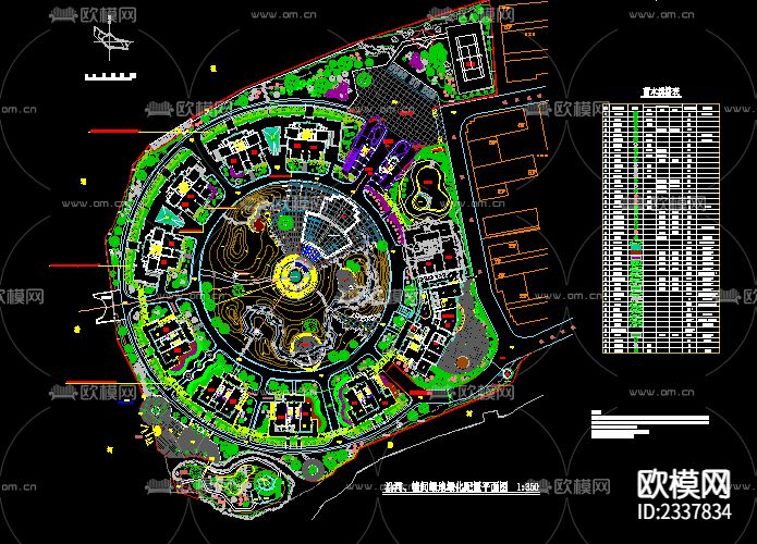 公园小区绿化cad施工图下载