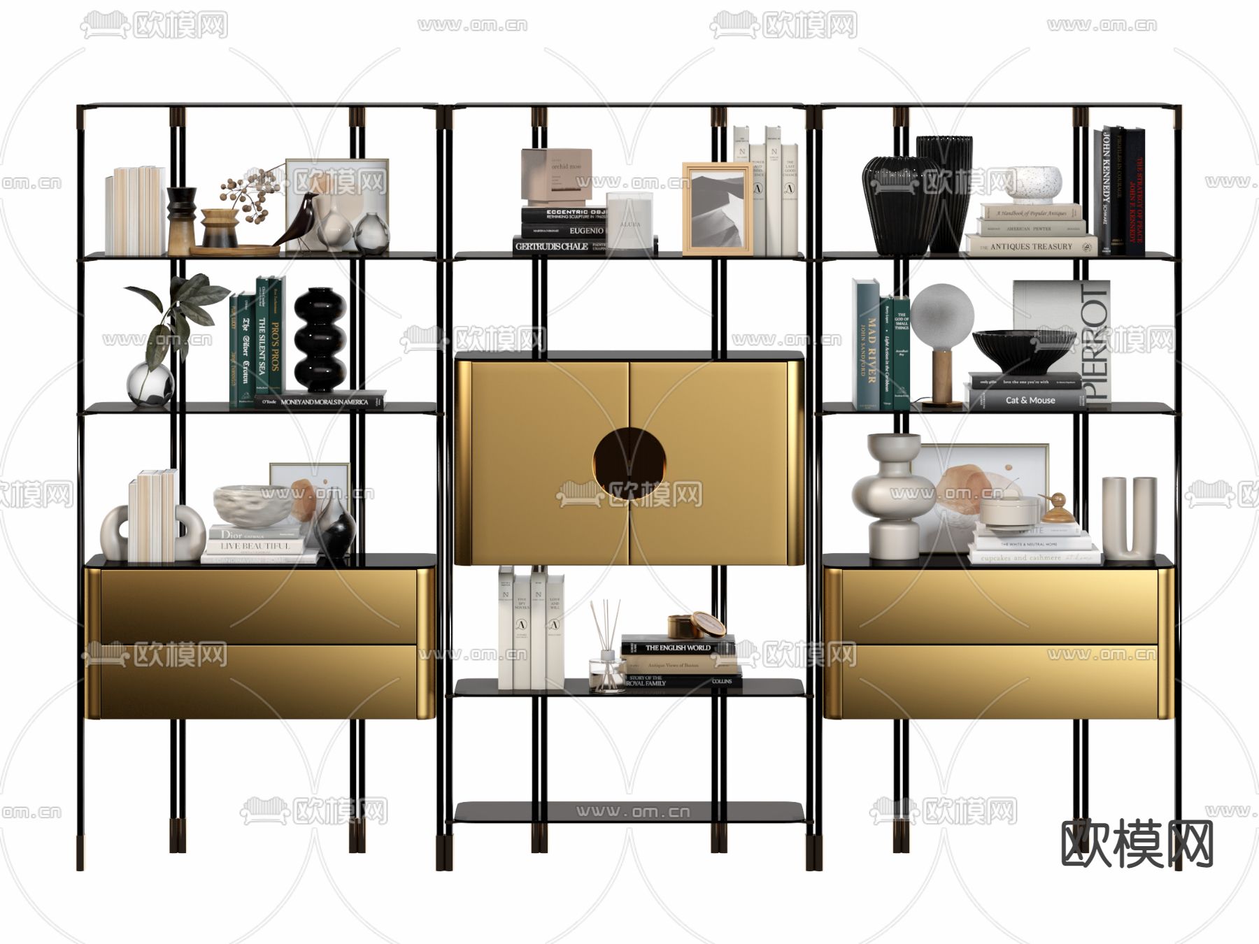 现代博古架 装饰柜3d模型下载