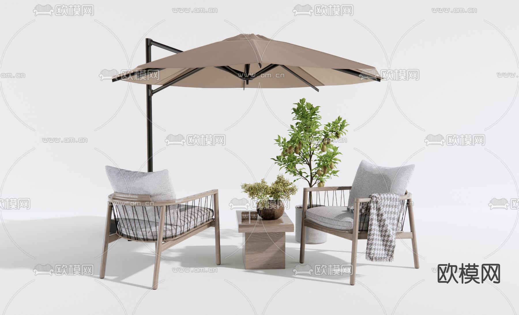 户外休闲卓椅3d模型下载