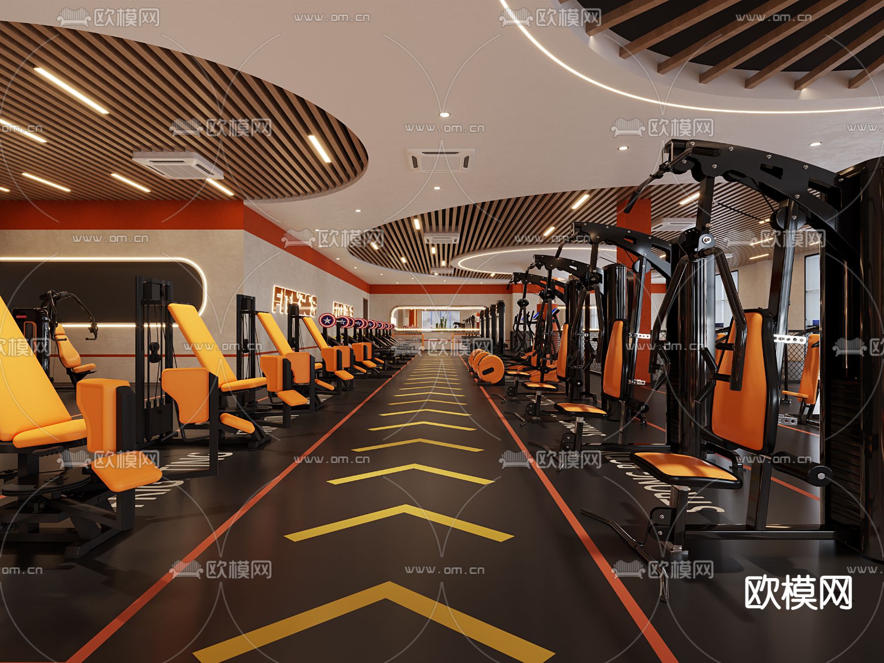 现代健身房3d模型下载（渲染图1）