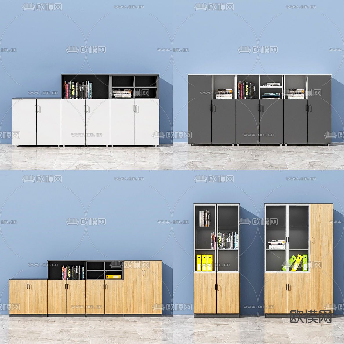 现代资料柜su模型下载（渲染图1）