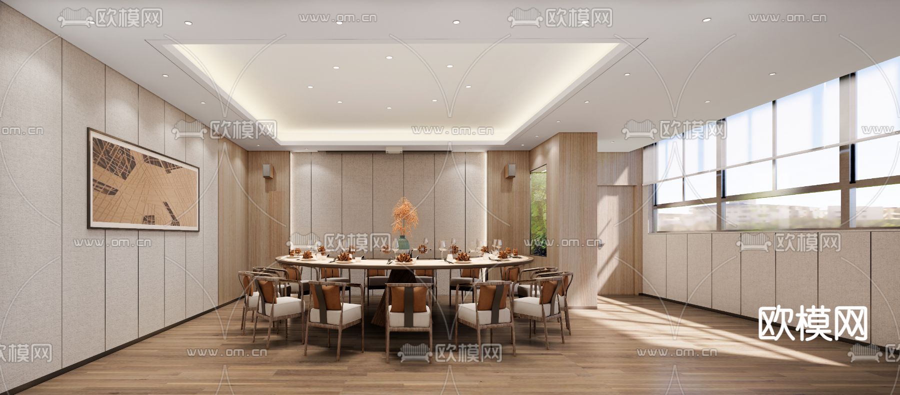 新中式中餐厅包间 包房su模型下载（渲染图1）