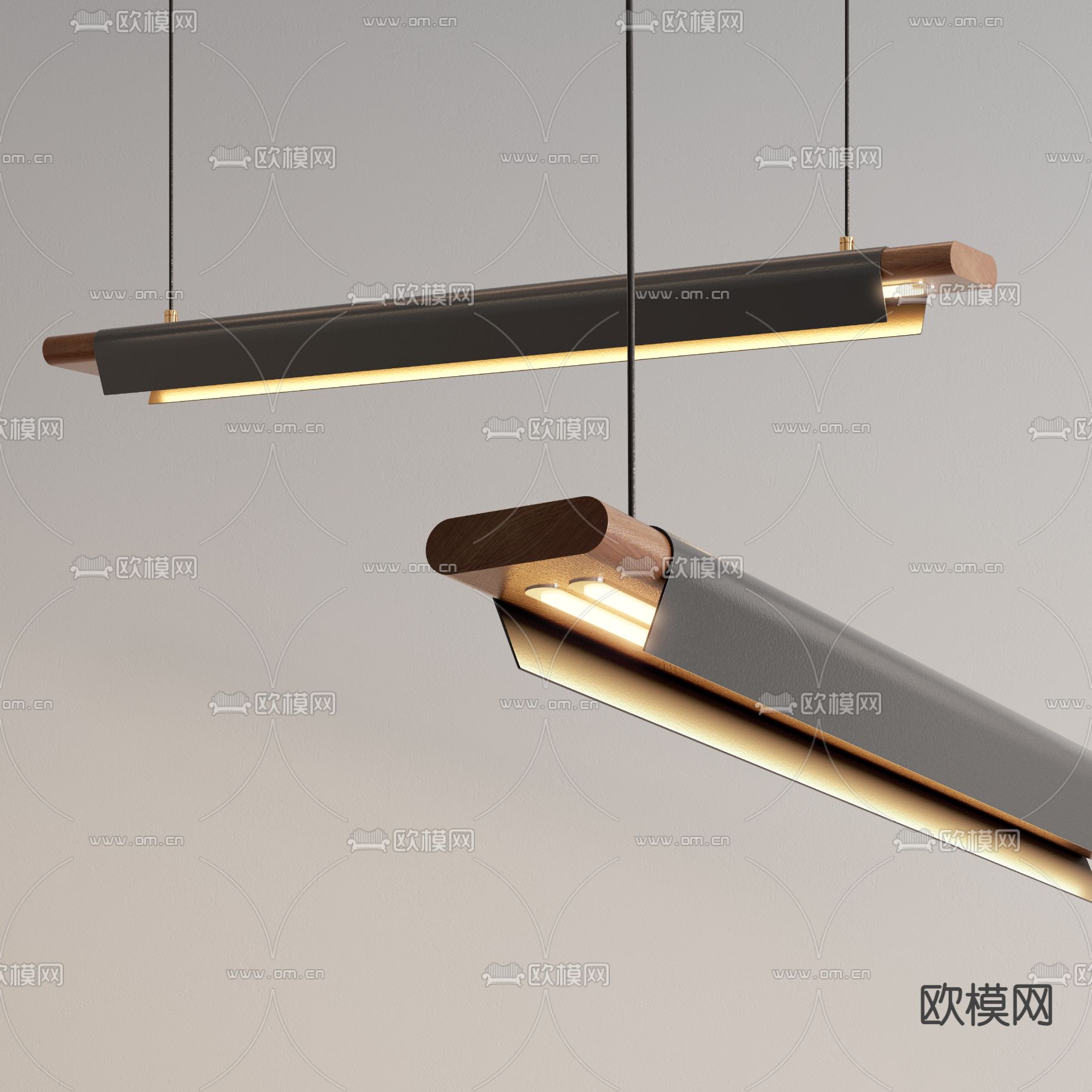 Behance 长条吊灯3d模型下载