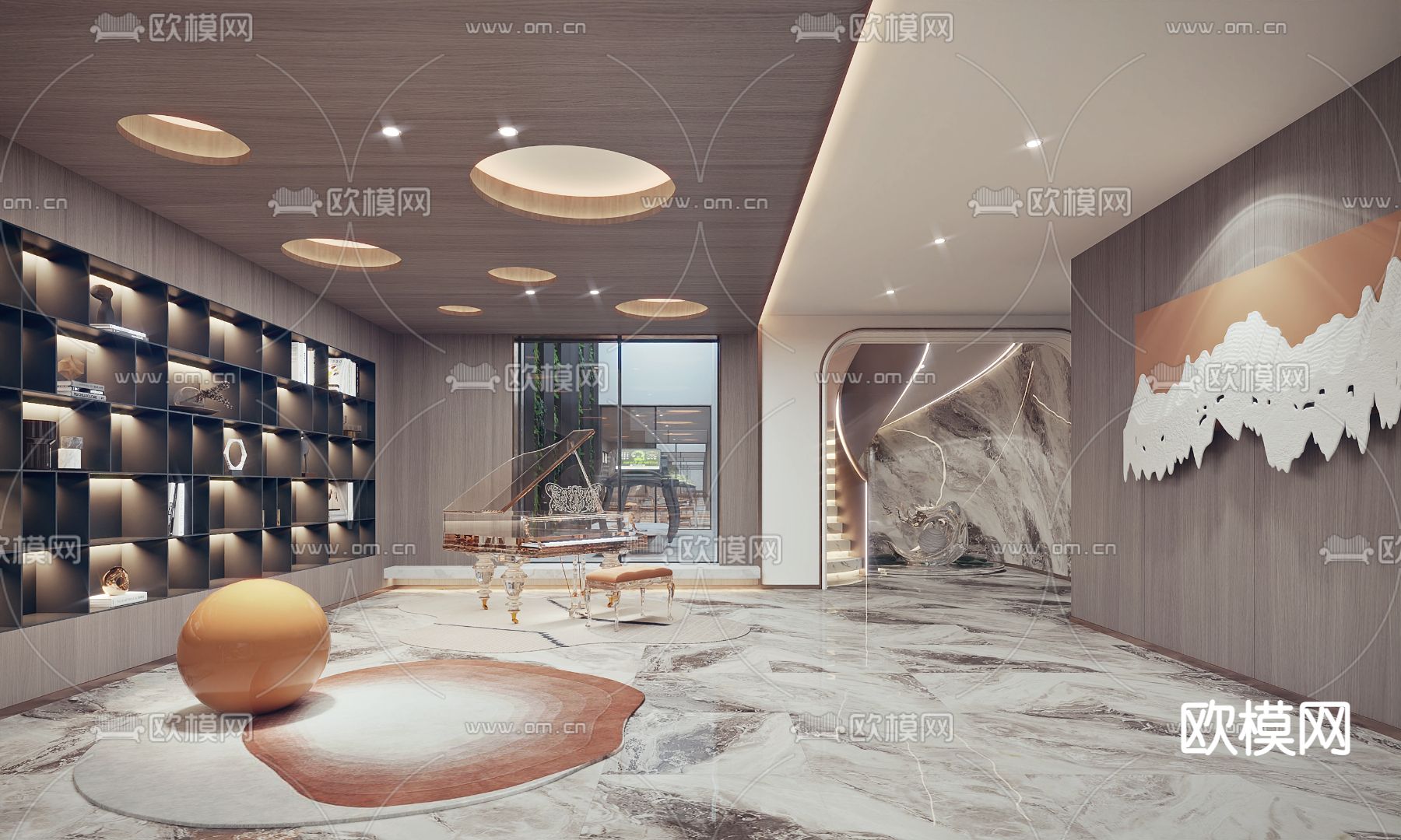 现代娱乐室 练琴室 休息室3d模型下载_ID12168377_3dmax免费模型-欧模网