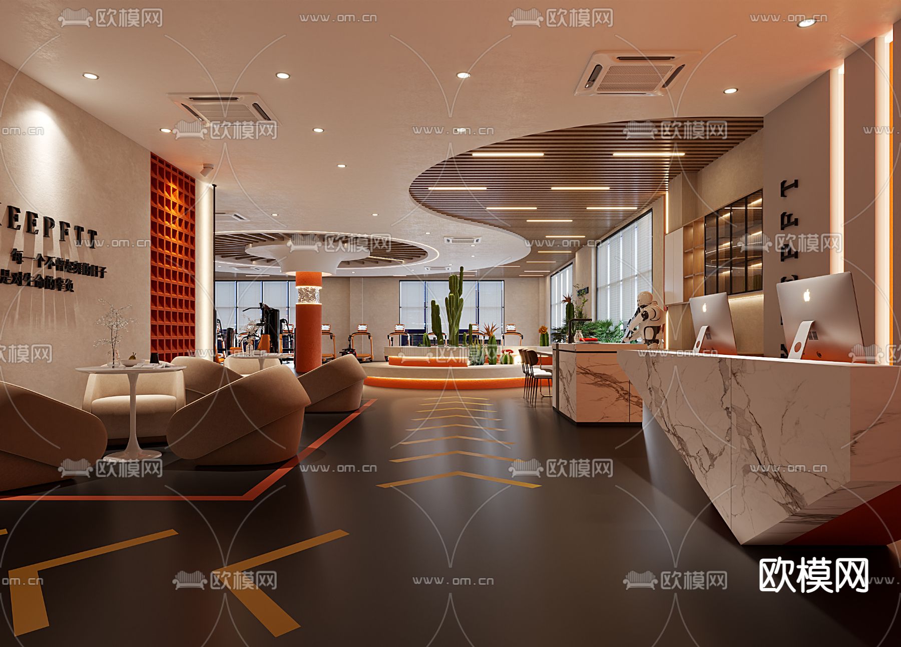 现代健身房3d模型下载（渲染图3）