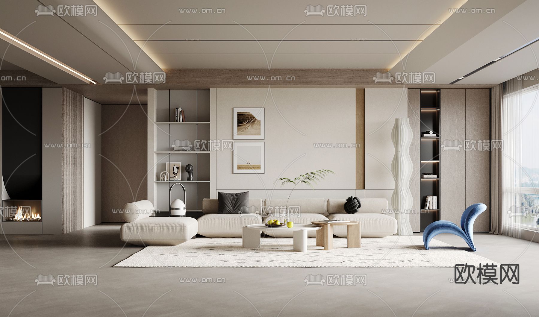 侘寂客厅3d模型下载