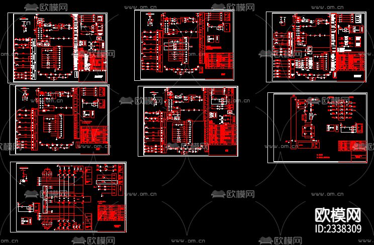中心变电站二次原理CAD施工图下载（渲染图2）