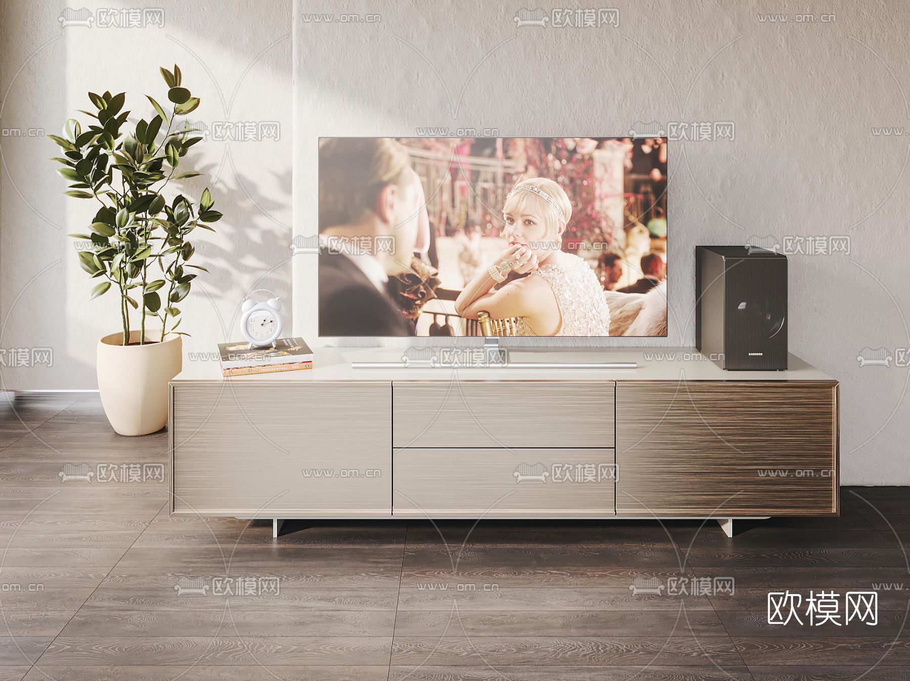 现代电视柜3d模型下载