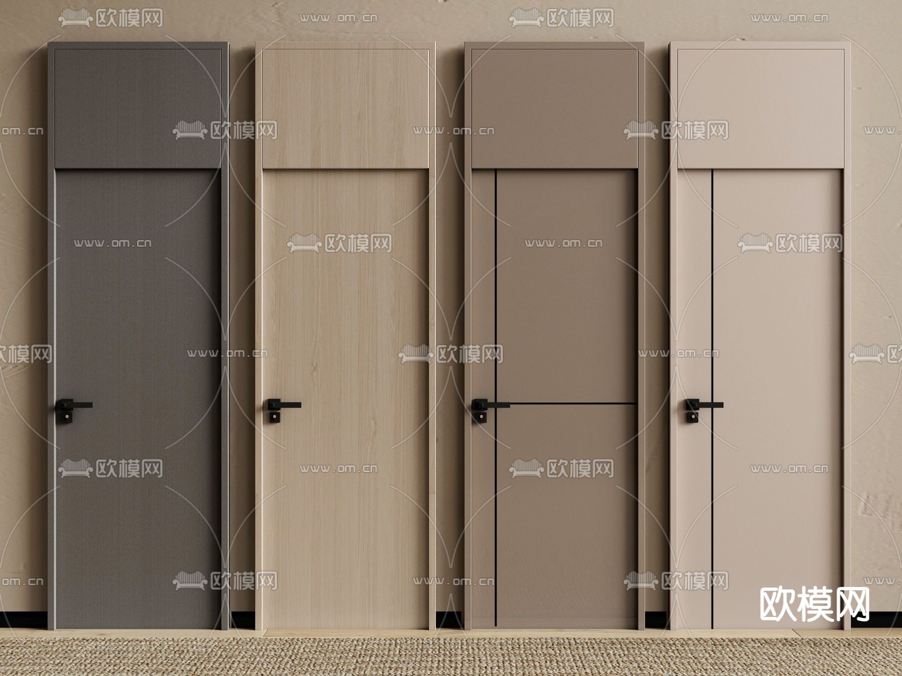 现代房门 单开门 通顶门su模型下载_ID12166988_sketchup模型下载-欧模网
