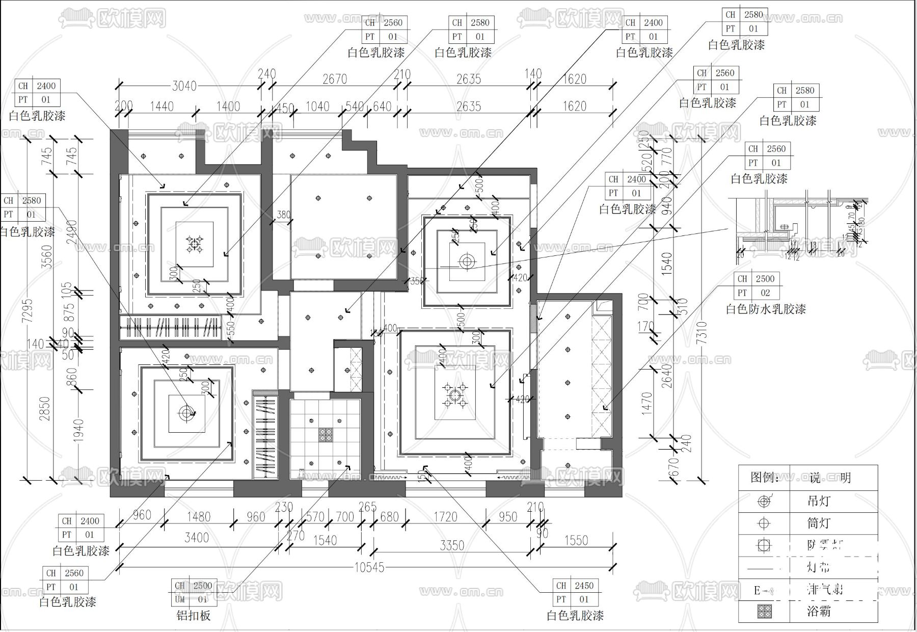 家装（小两室）CAD施工图下载（渲染图2）